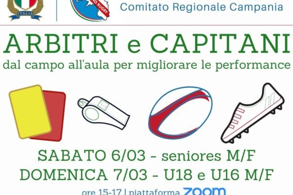 “Arbitri e capitani”, seminari virtuali a base di rugby