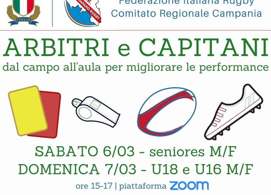 “Arbitri e capitani”, seminari virtuali a base di rugby