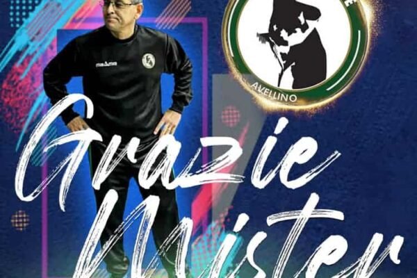 Sandro Abate, i saluti al tecnico Marcelo Batista