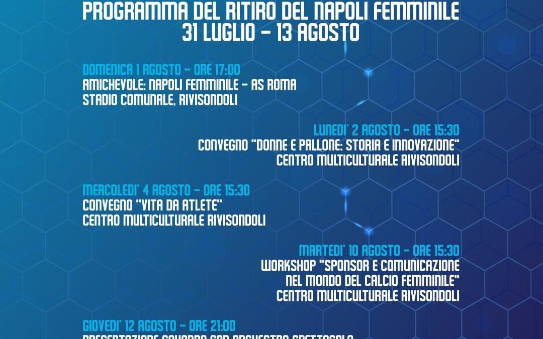 Napoli femminile, dal 31 luglio in raduno a Rivisondoli
