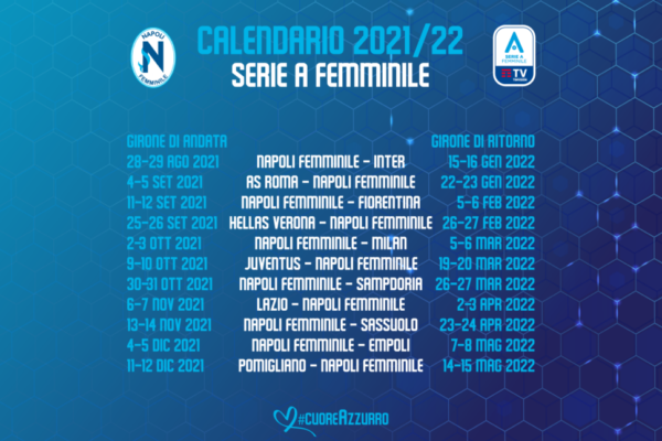 Napoli femminile, calendario: prima con l’Inter il 28 agosto