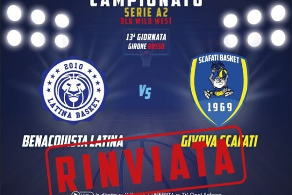 Givova Scafati, rinviata al 9 febbraio sfida con Latina