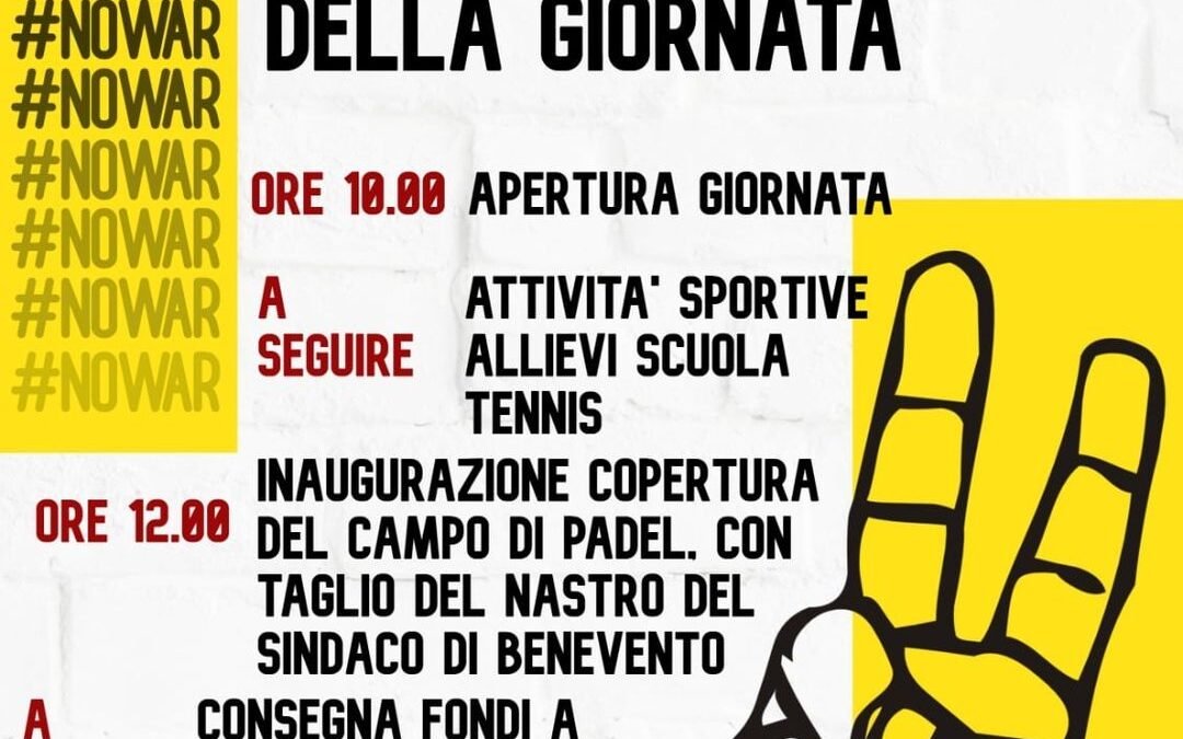 Tennis per la pace, domani manifestazione a Benevento