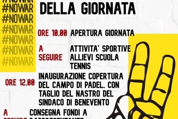 Tennis per la pace, domani manifestazione a Benevento
