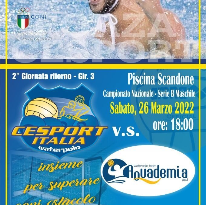 La Cesport ospita l’Aquademia: gialloblù a caccia dei tre punti