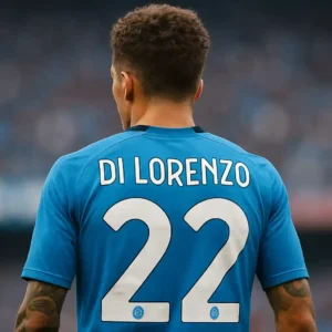 Giovanni Di Lorenzo di spalle con la maglia del Napoli