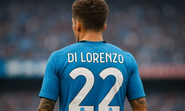 Giovanni Di Lorenzo di spalle con la maglia del Napoli